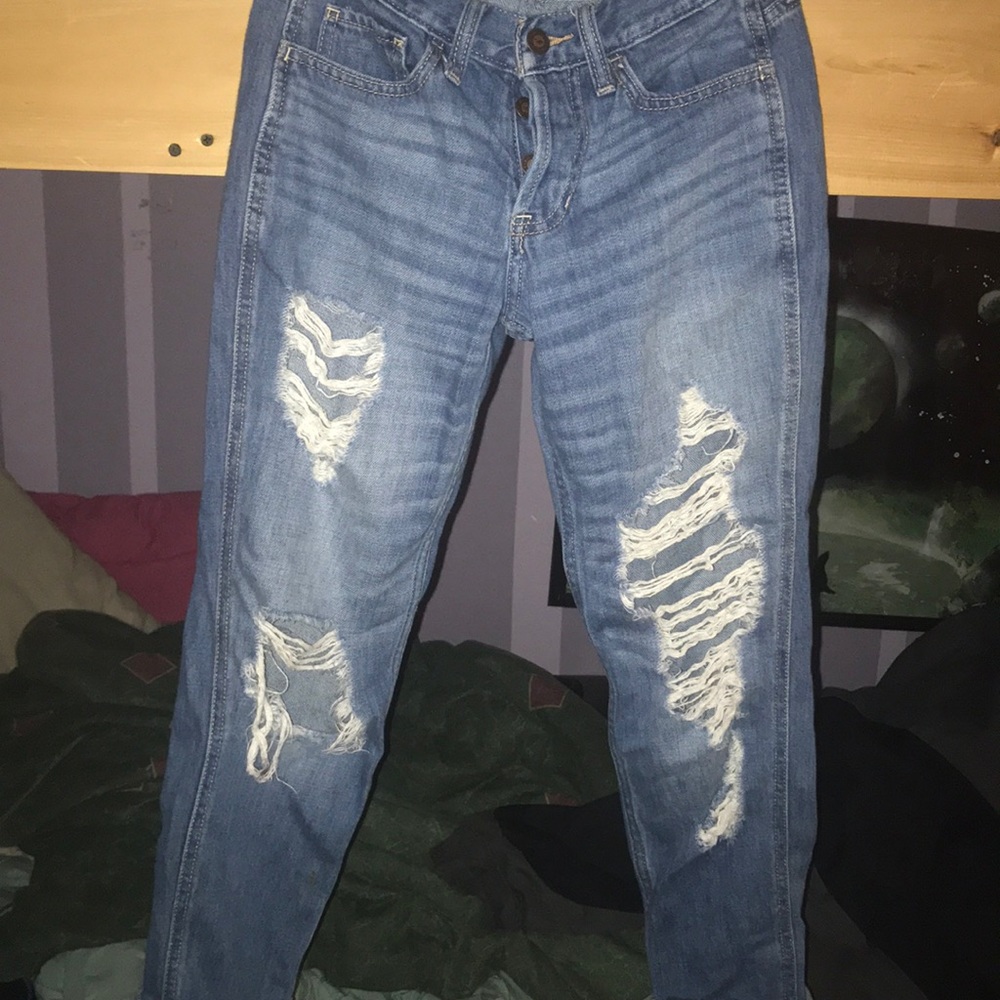 Cuffed ripped hollister  jeans.